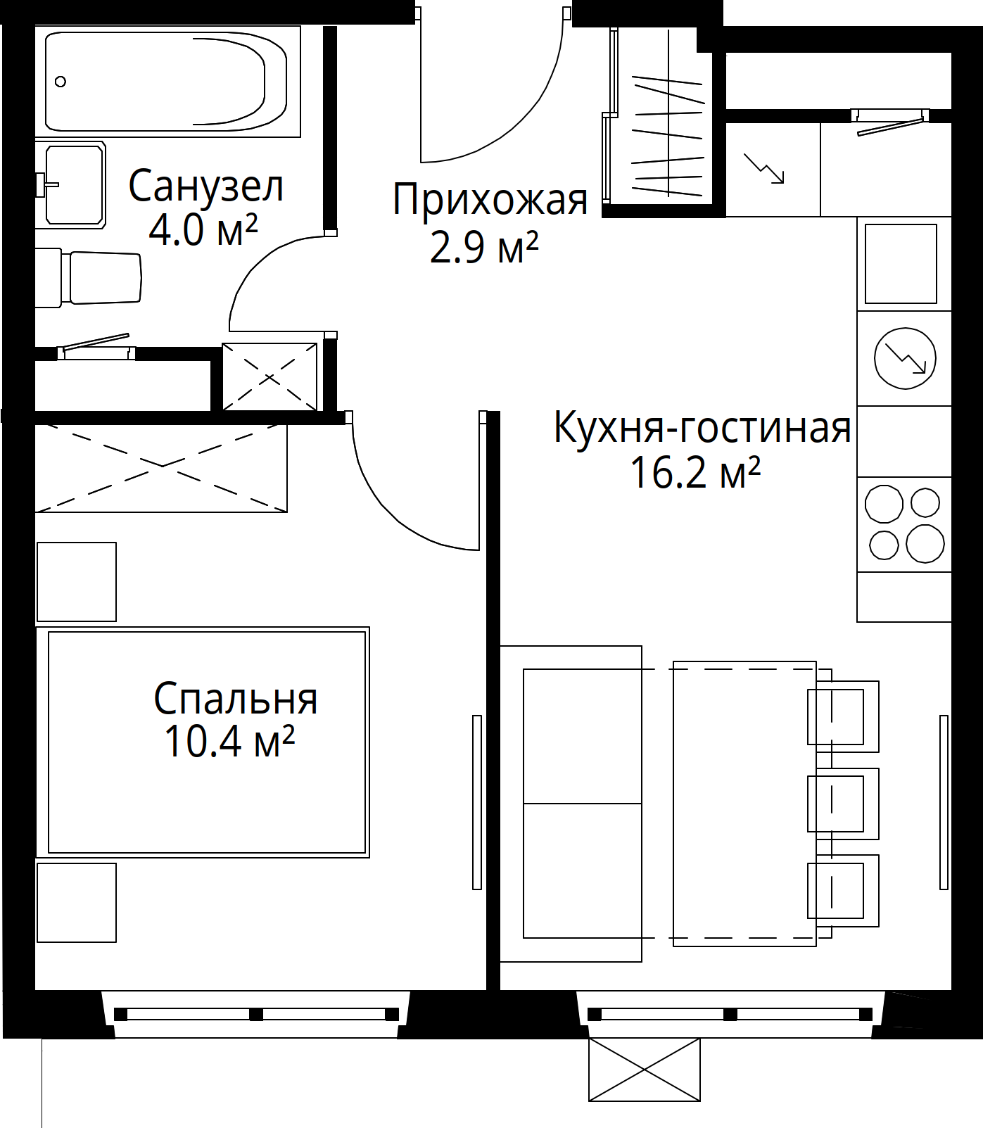 1 комн. кв., 33.5 м<sup>2</sup>, 17/17 этаж