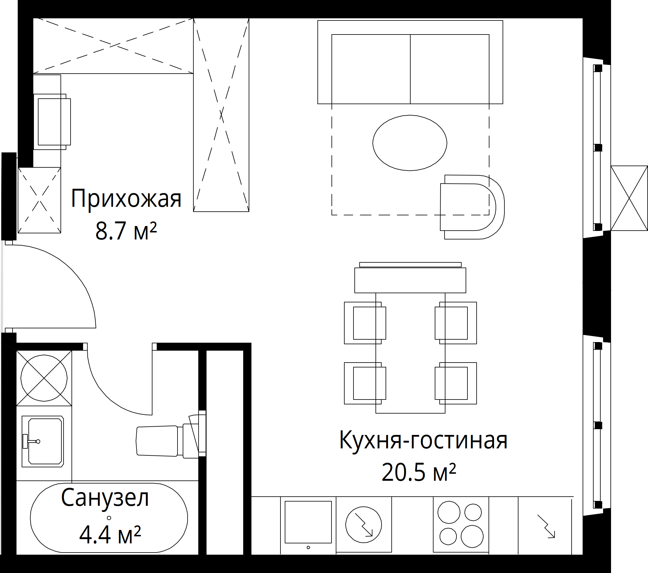 Студия, 33.6 м<sup>2</sup>, 6/17 этаж