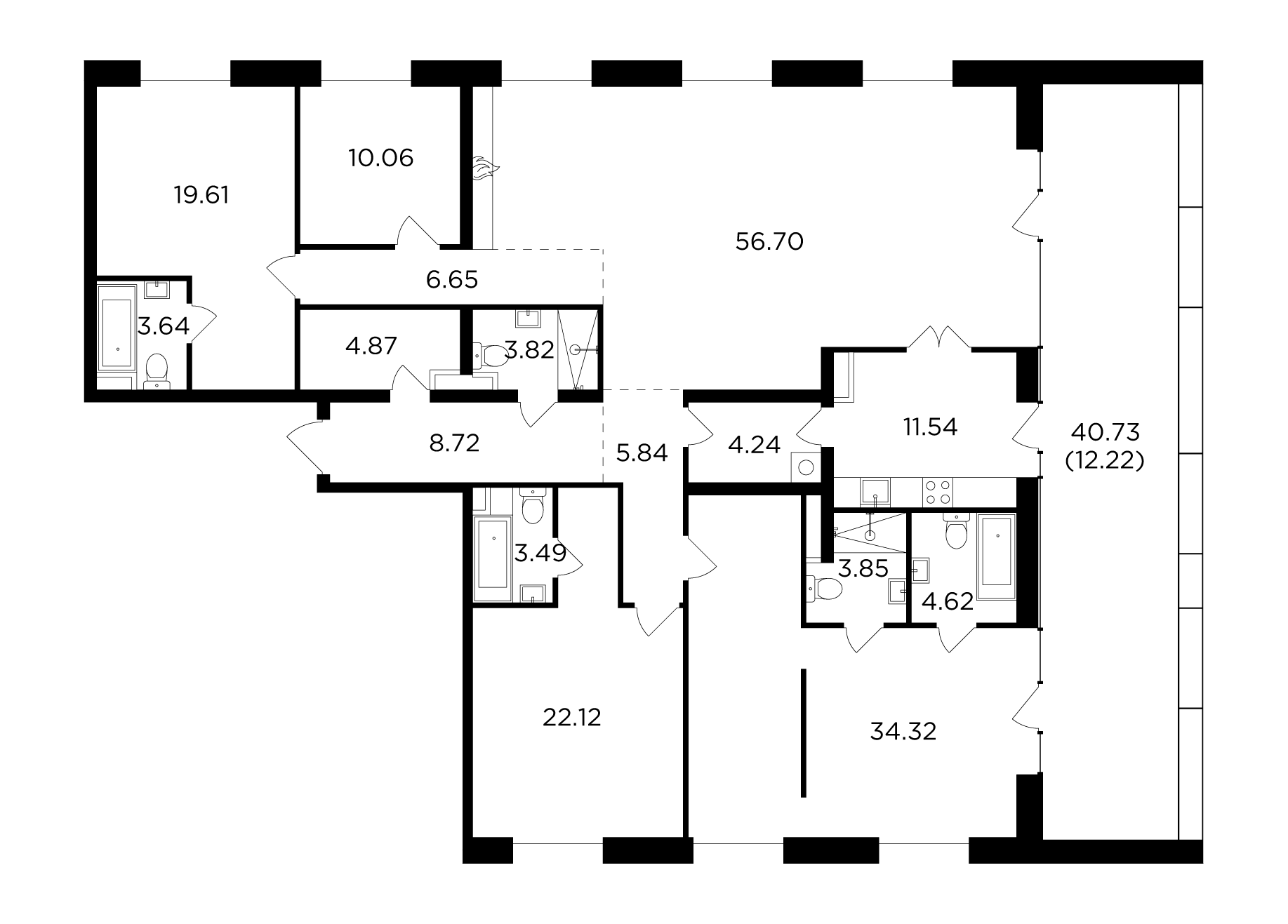 5 комн. кв., 216.31 м<sup>2</sup>, 16 этаж