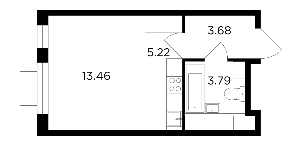 Студия, 26.15 м<sup>2</sup>, 16 этаж