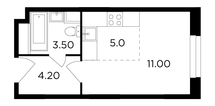 Студия, 23.7 м<sup>2</sup>, 13 этаж